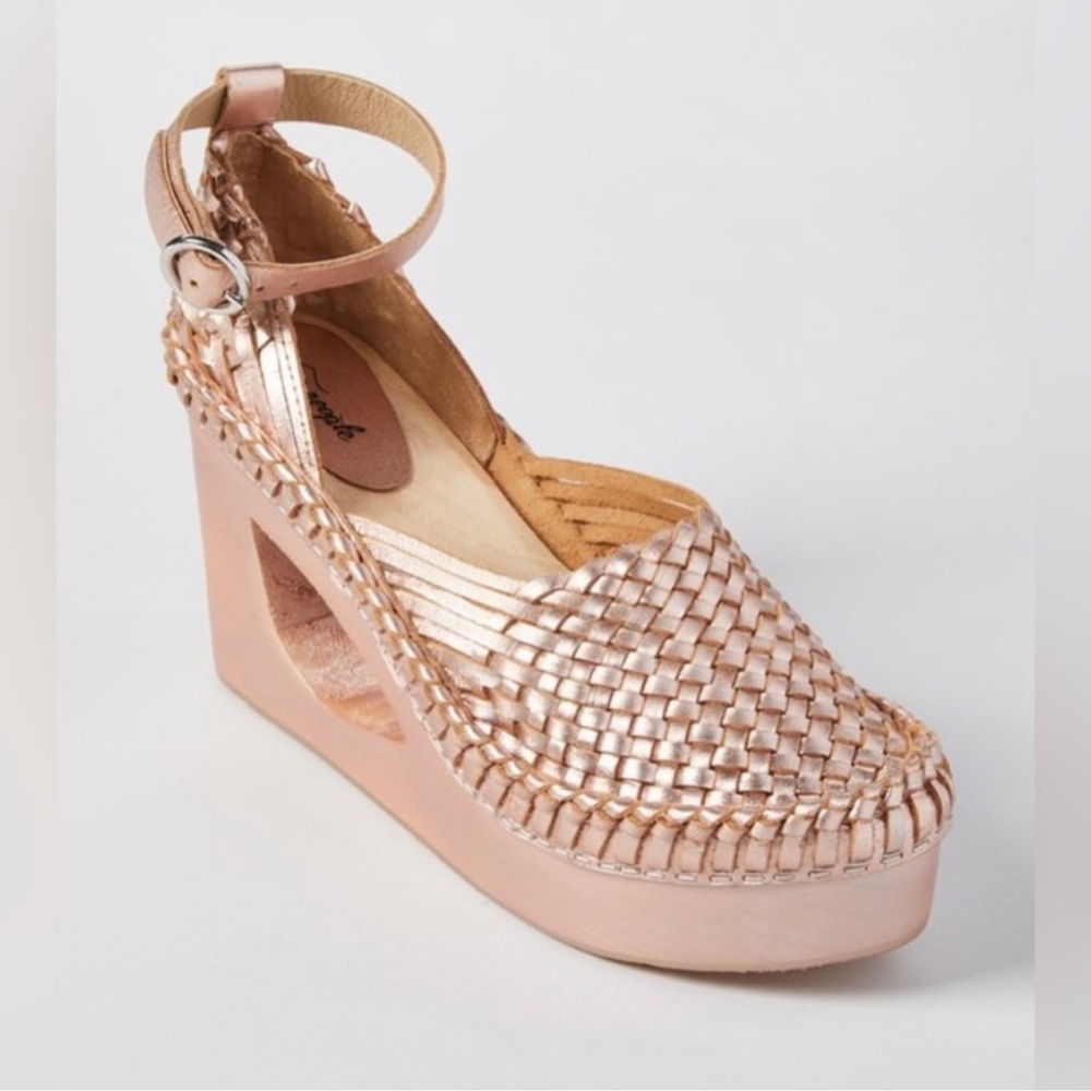 Free People Teagan Platform Wooden Wedges Size 7